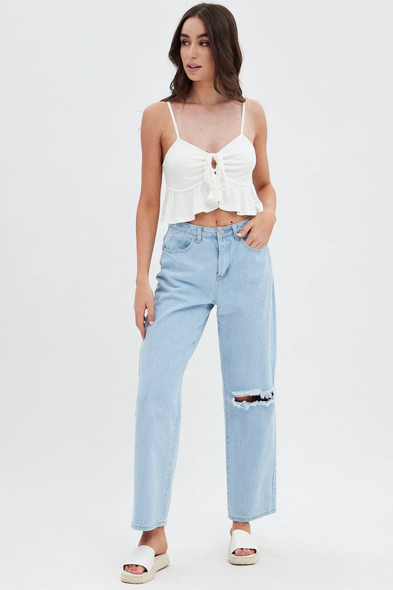 White Cami Top Peplum