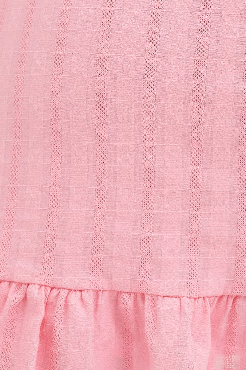 Pink Tie Waist Wrap Dress