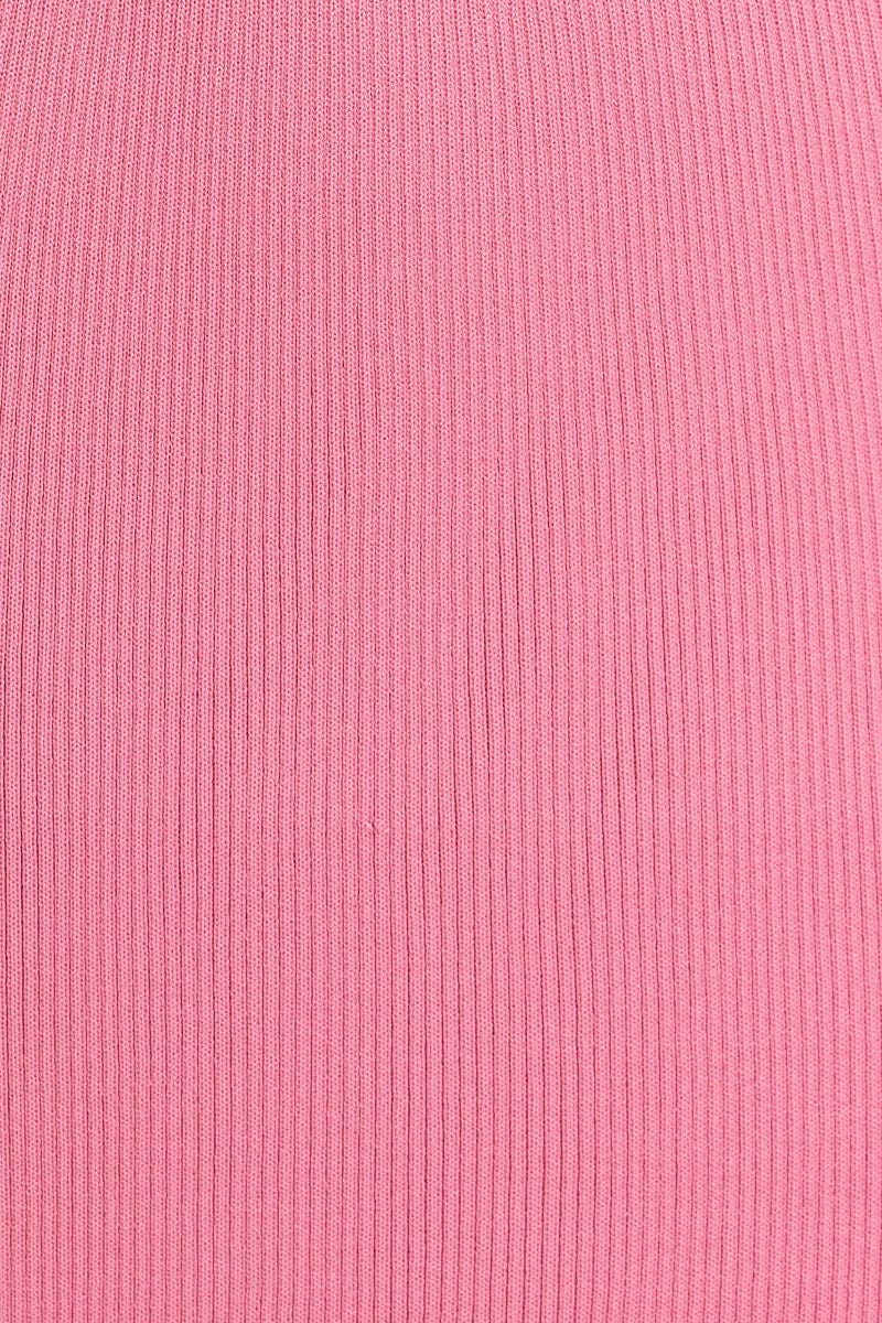 Pink Knit Skirt Midi High Rise