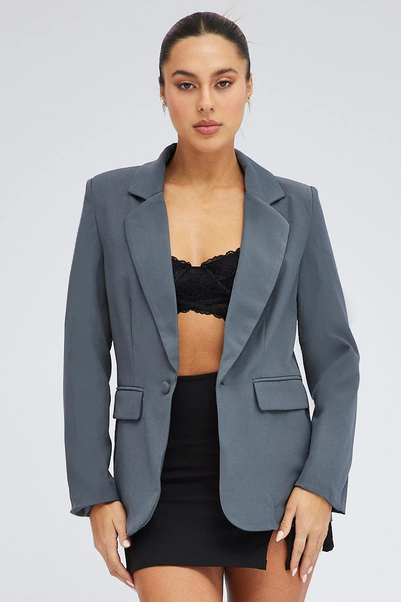 Grey Blazer Long Sleeve
