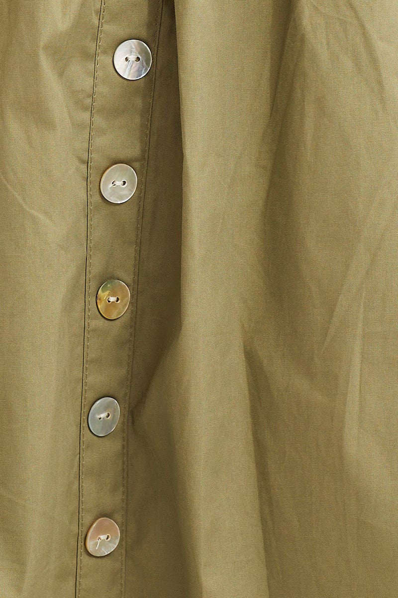 Green Skater Dress Puff Sleeve Mini Sweet Heart Neck