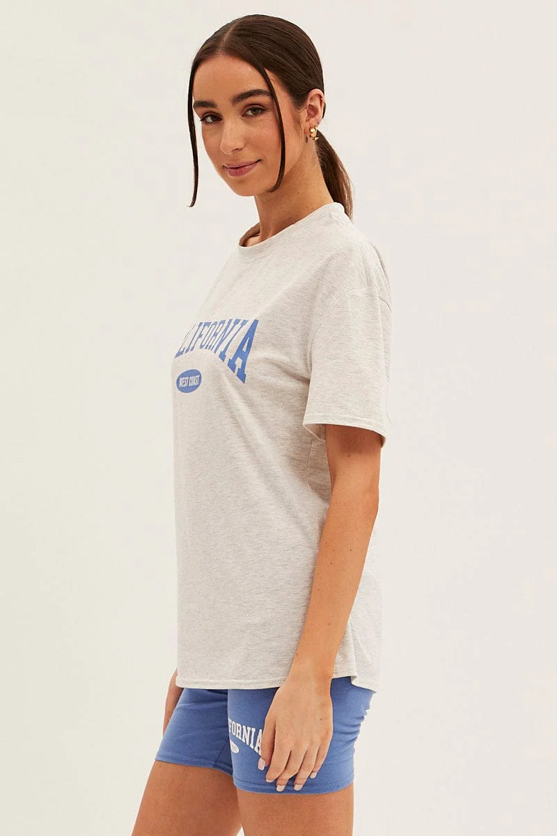 Blue Graphic T And Biker Shorts Set