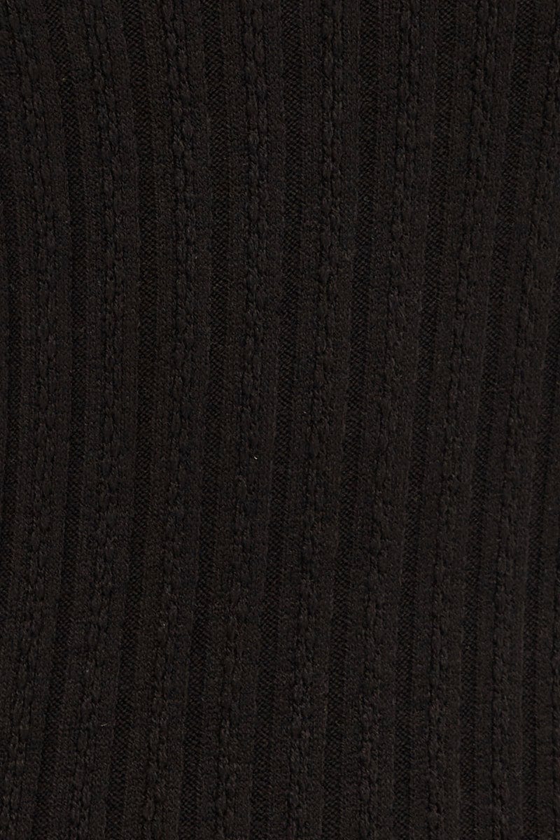 Black Ribbed Midi Dress Cutout