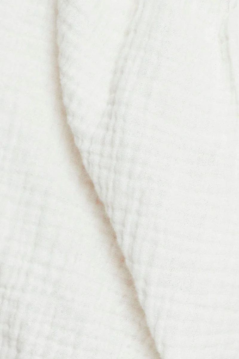 White Crop Top Short Sleeve Gathered Bust