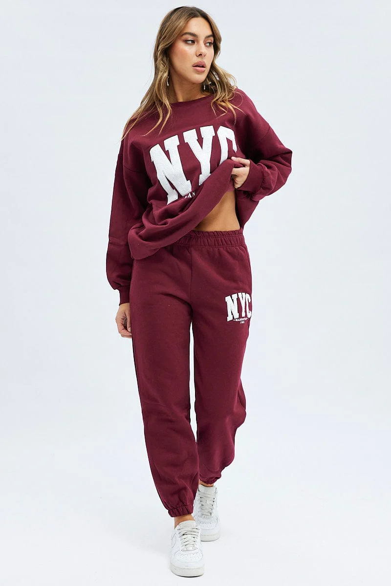 Red Graphic Tee Long Sleeves