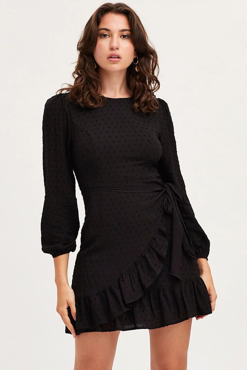 Black Mini Dress Long Sleeve Bodycon