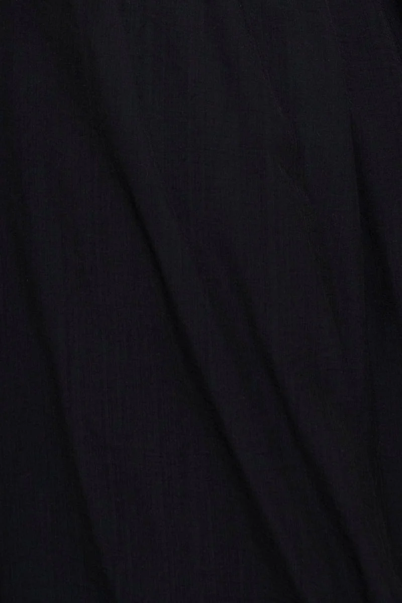 Black Midi Dress Short Sleeve Square Neck