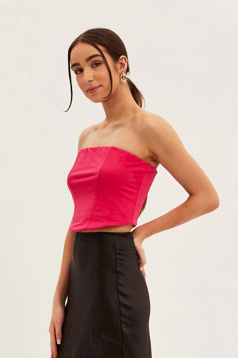 Pink Corset Bandeau Crop Top