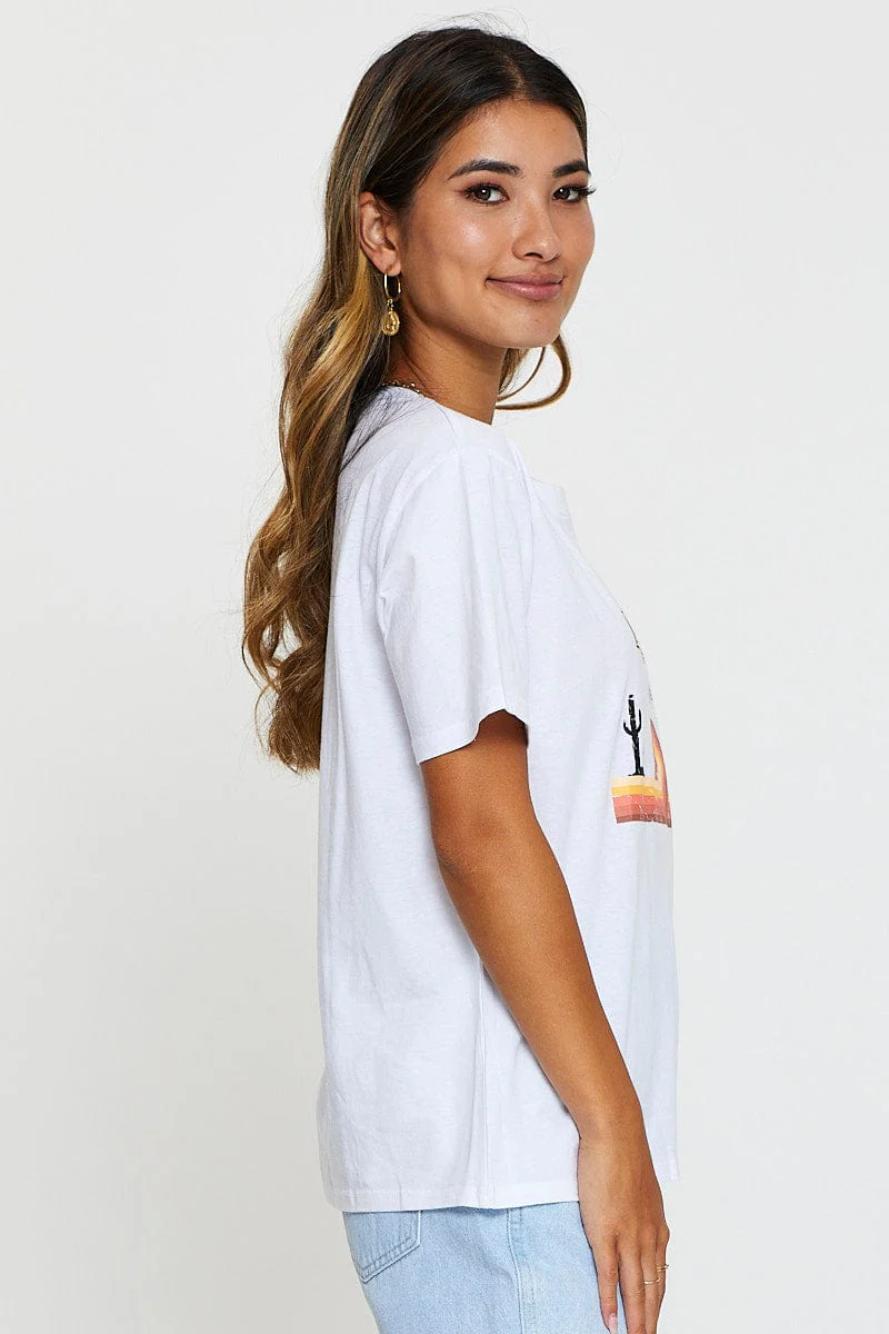 White Graphic T Shirt Short Sleeve