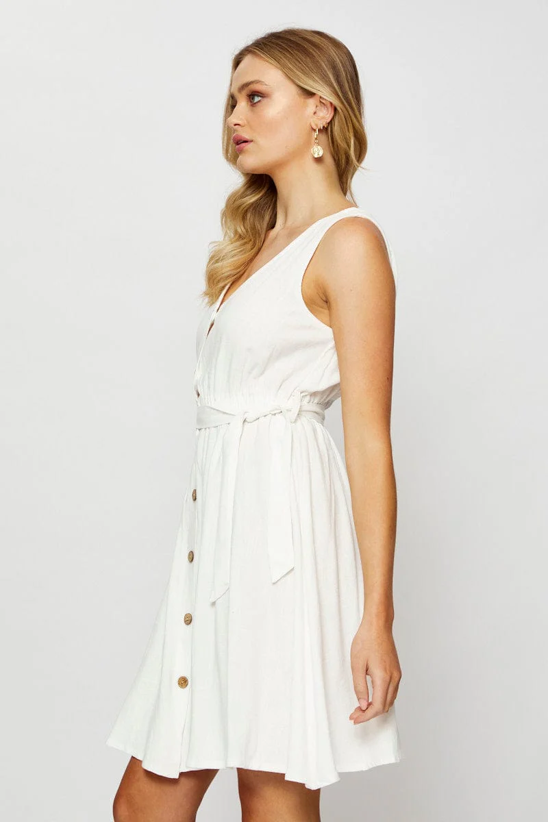 White Mini Dress Sleeveless