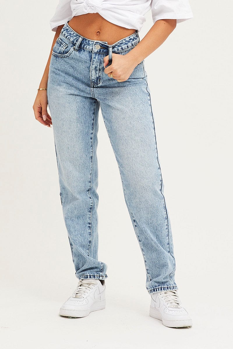 Blue Denim Jean High Rise Straight