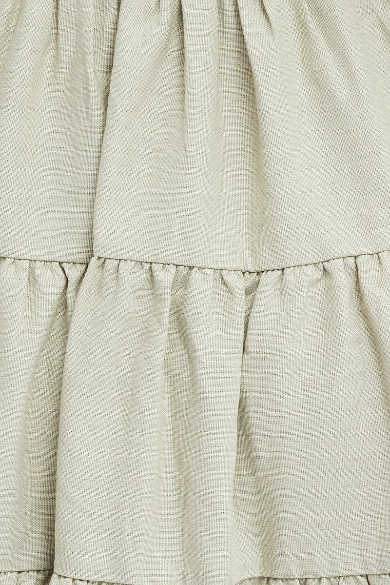 Green Fit And Flare Dress Puff Sleeve Mini