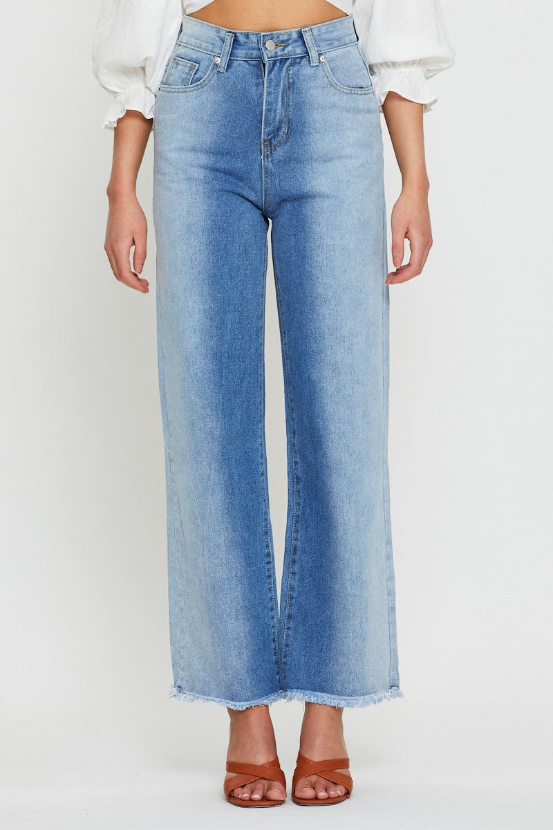 Blue Two Tone Colourblock Denim Jean