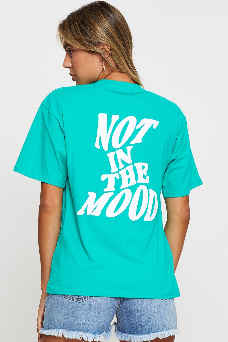 Green Graphic T Shirt Short Sleeve