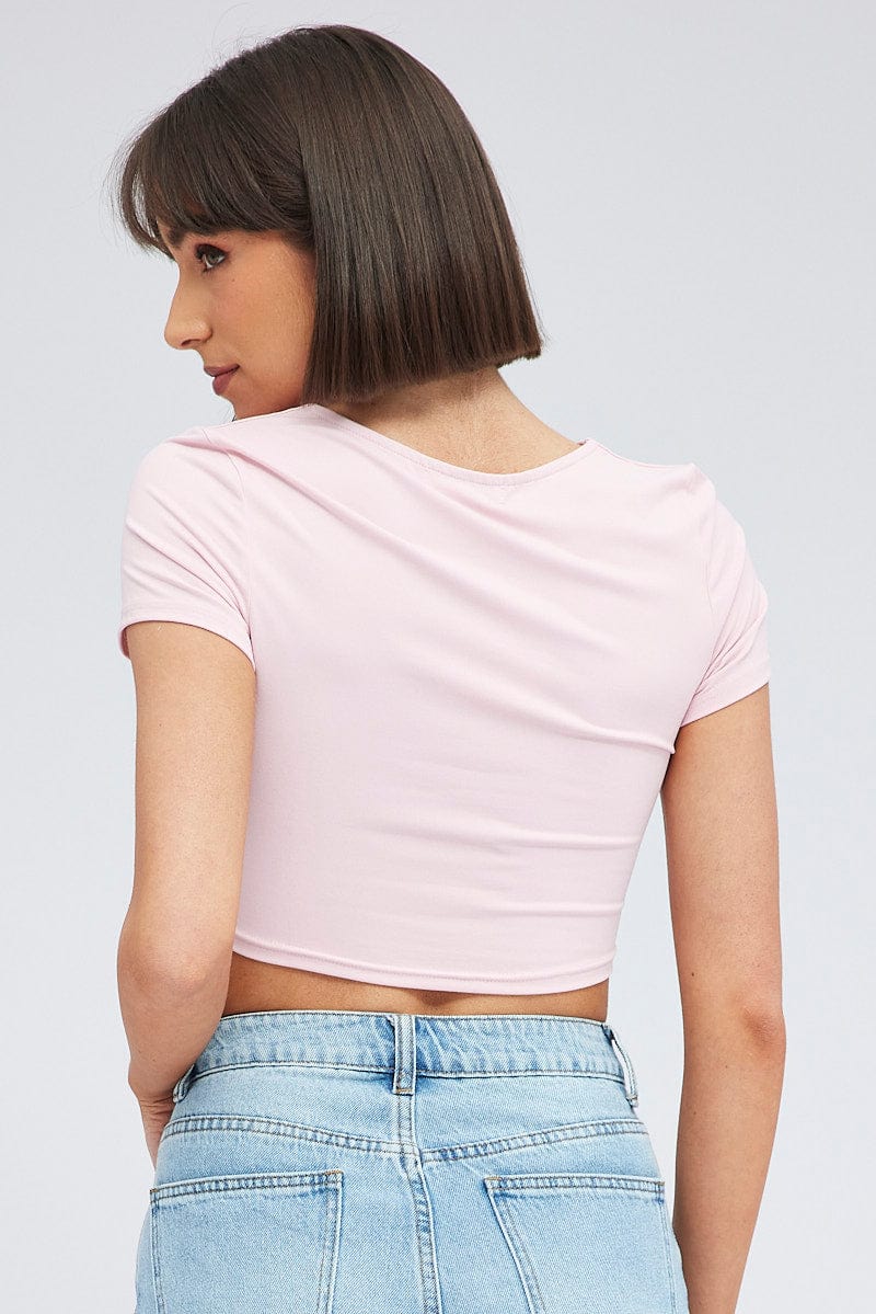 Pink Supersoft Crop Top Short Sleeve
