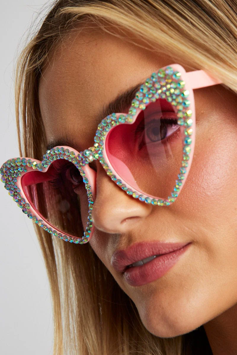 Pink Heart Sunglasses