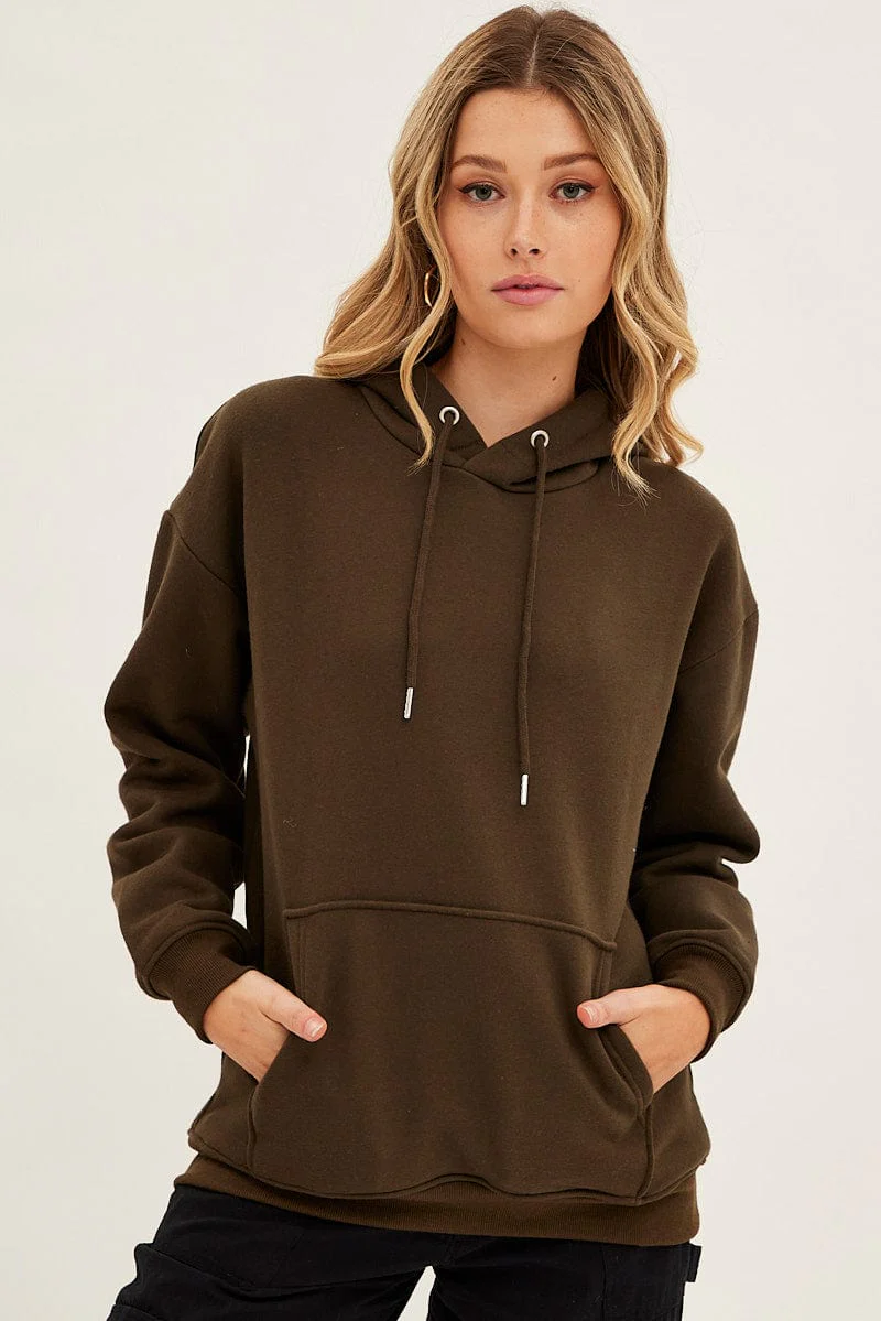 Green Fleece Hoodie Long Sleeve Cotton