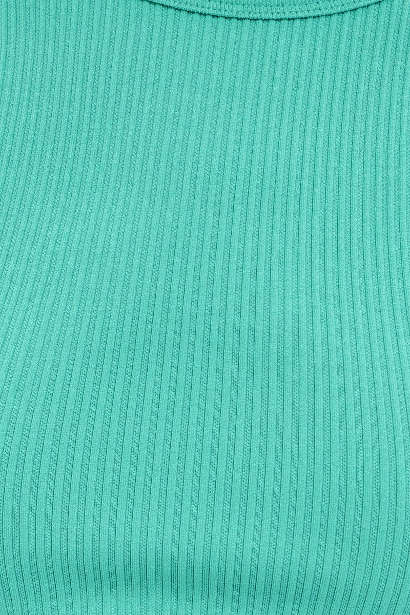 Green Tank Top Crew Neck Seamless