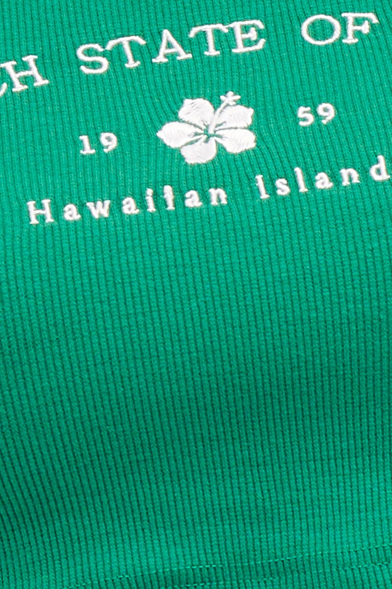 Green Embroidered Crew Neck Baby Tee