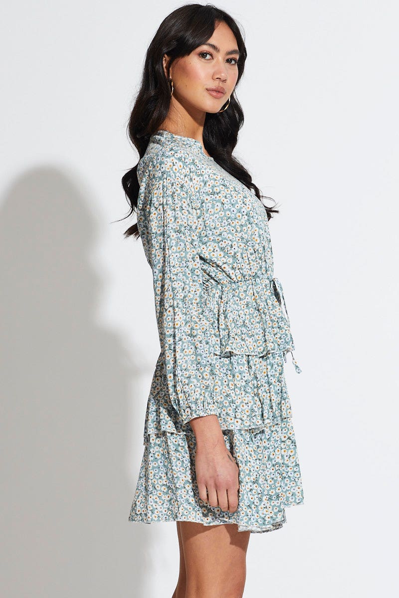 Print Mini Dress Long Sleeve