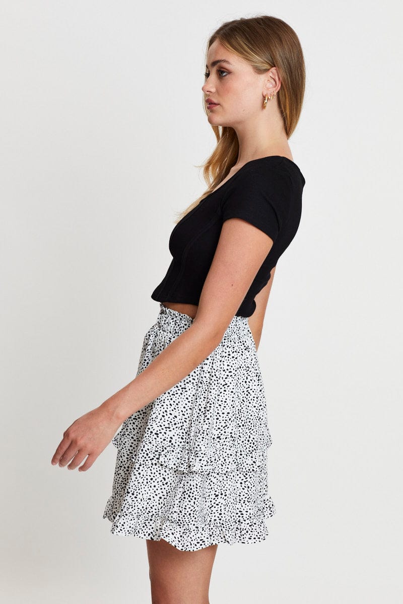 Geo Print Flare Skirt Mini High Rise
