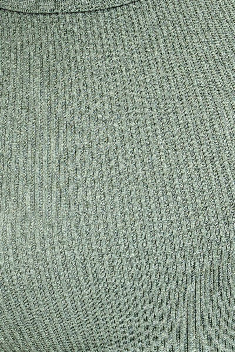 Green Tank Top Crew Neck Seamless