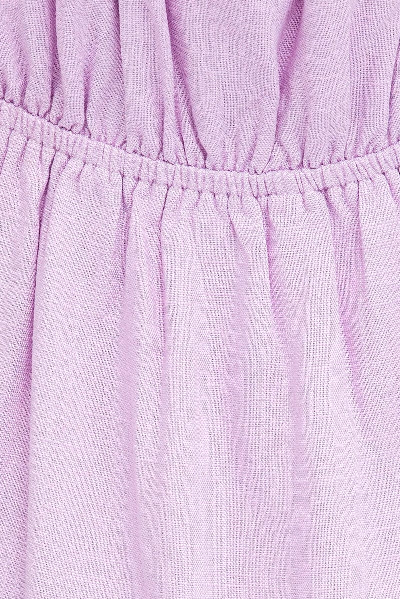 Pink Fit And Flare Dress Puff Sleeve Mini