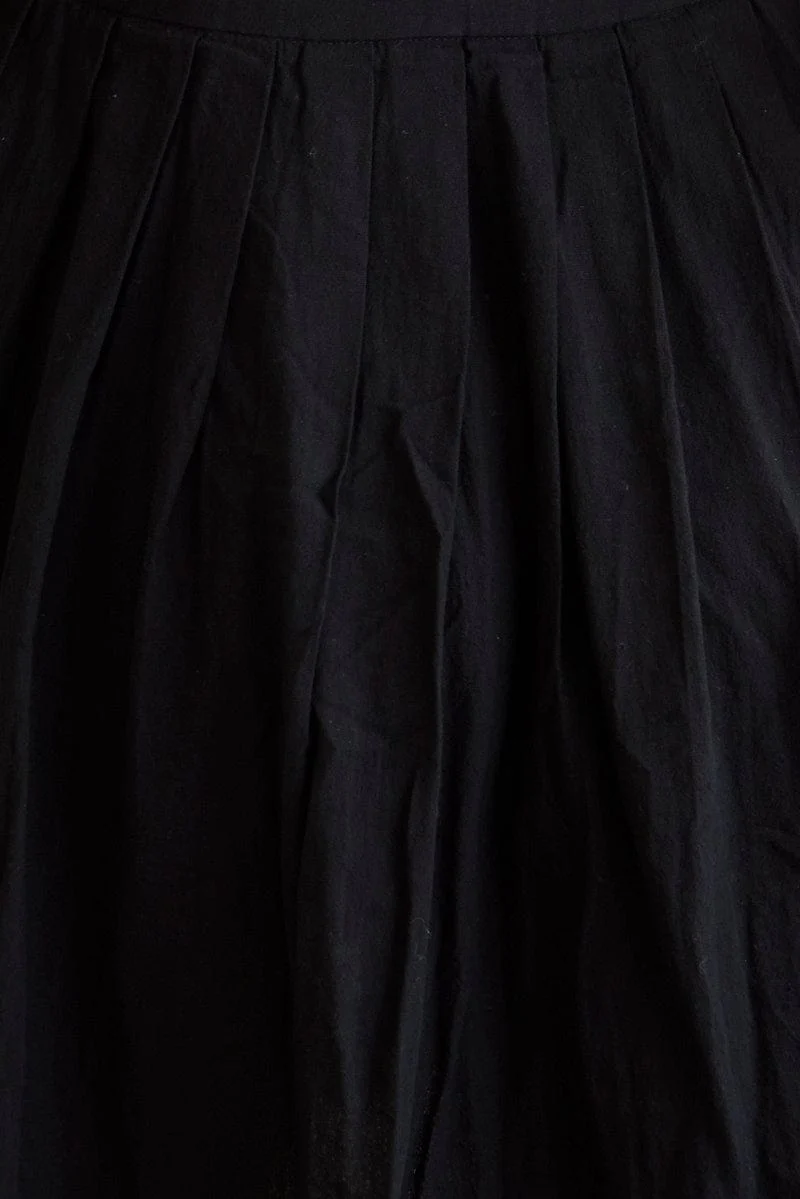 Black Fit And Flare Dress Short Sleeve V Neck