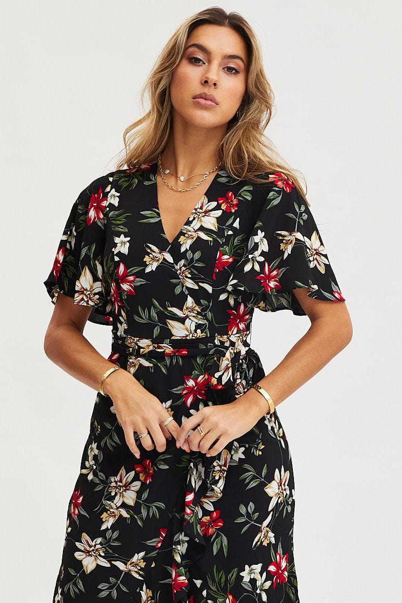 Print Dress Short Sleeve Maxi