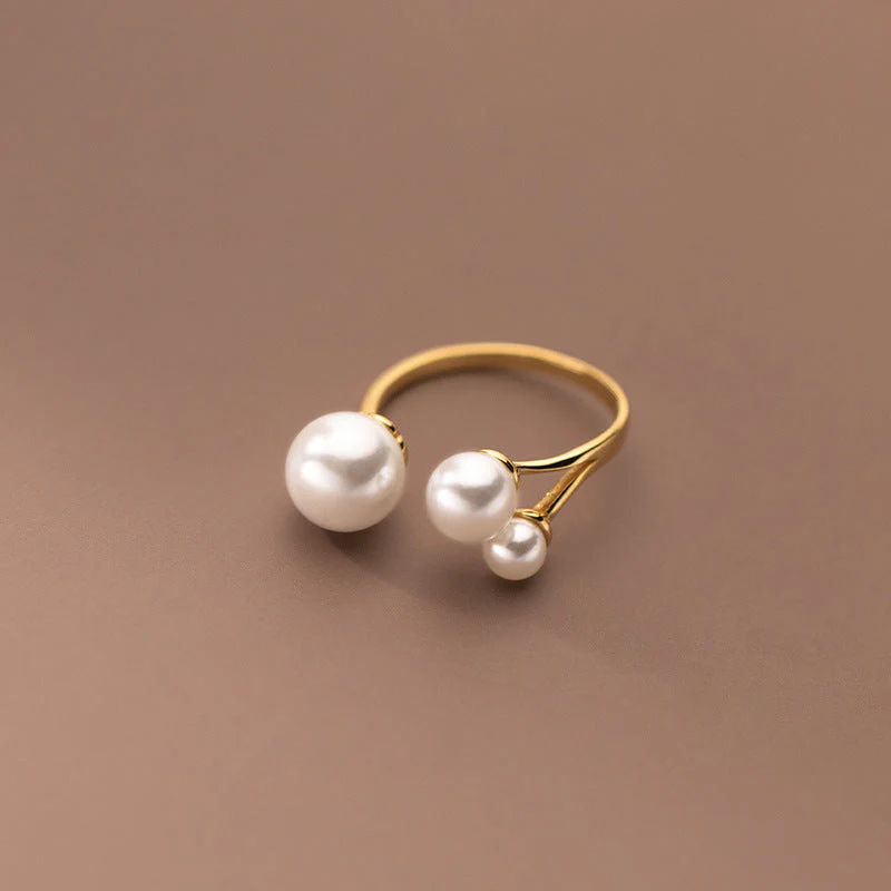 Adjustable Triple Freshwater Pearl Ring