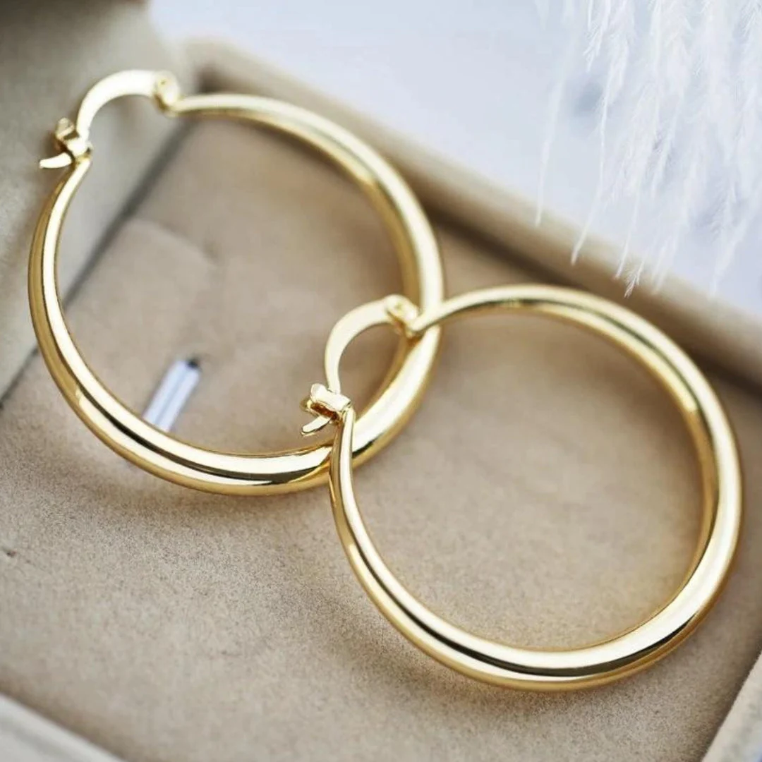 Gold Hoop Earrings in Large Size