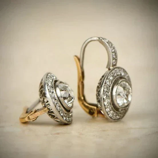 Zircon-Studded Vintage Silver Earrings