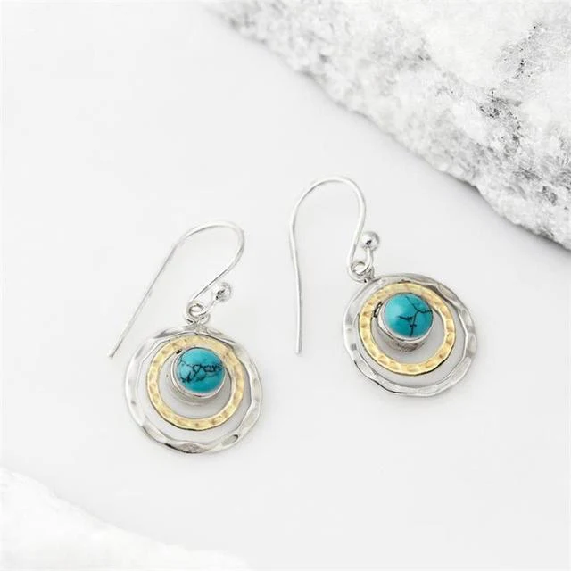 Turquoise Boho Saturn Earrings