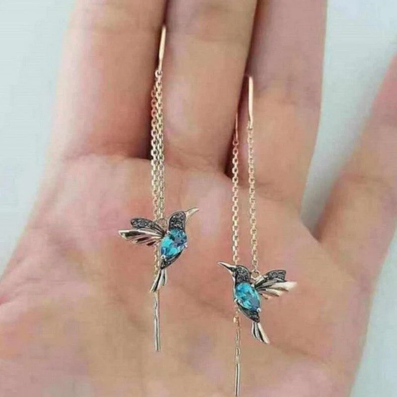 Earrings in the Shape of Hummingbirds