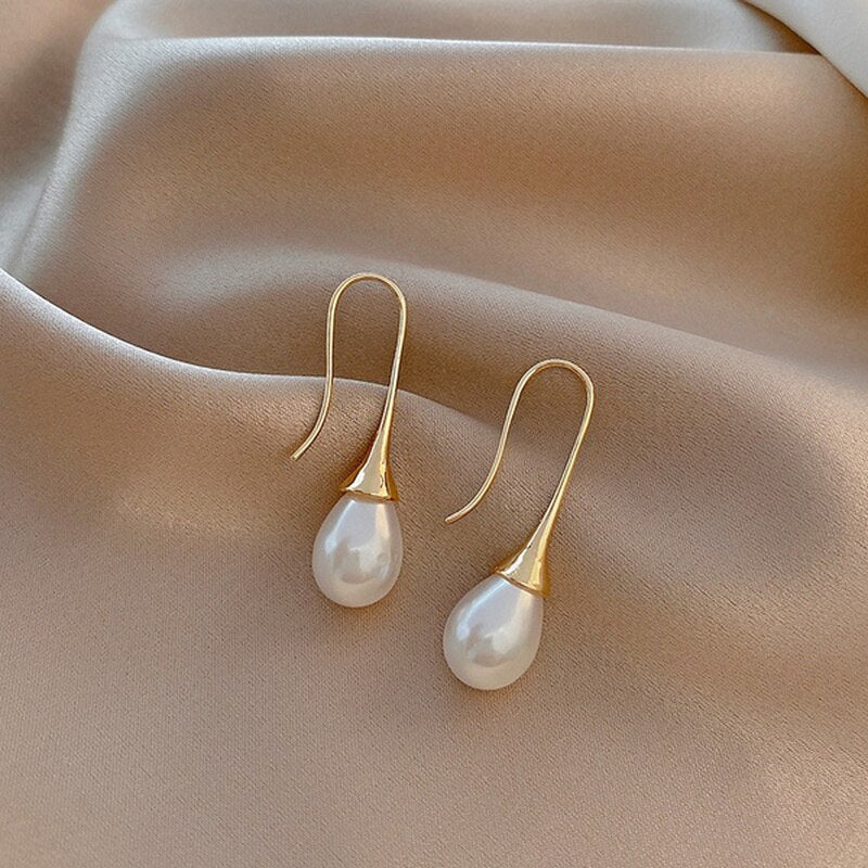 Pearl-Studded Drop Earrings