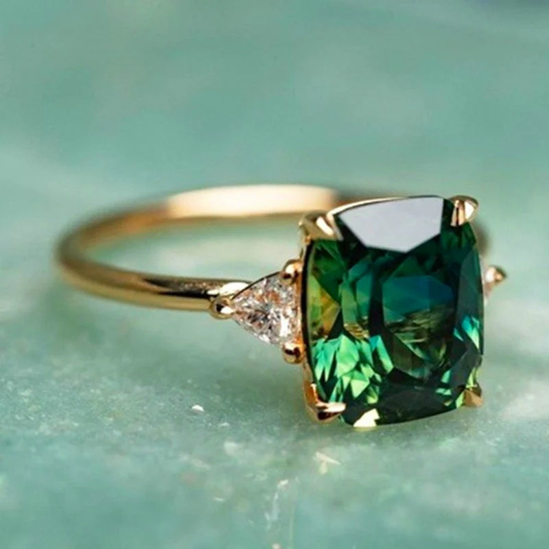 Gold Ring Featuring Green Zirconium