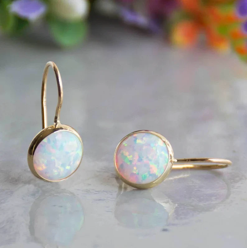 Opal-Embellished Vintage Gold Earrings