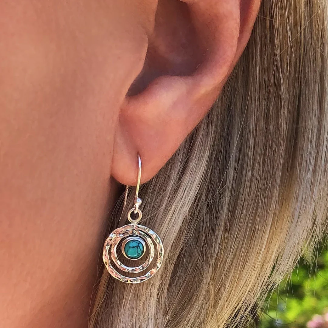 Turquoise Boho Saturn Earrings