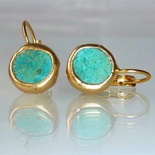 Turquoise Vintage Earrings in Gold