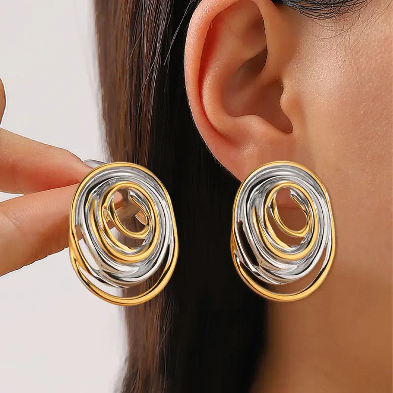 Elegant Silver and Gold Plated Vintage Earrings