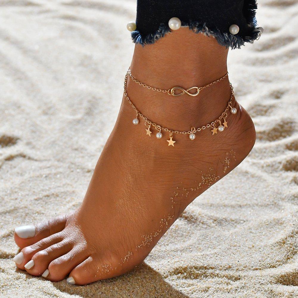 Starry Bead Infinity Ankle Bracelet