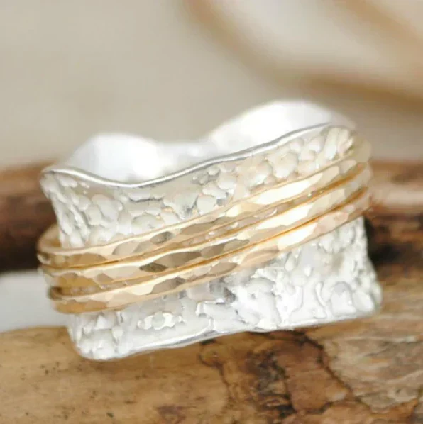 Gold and Silver Vintage Spinner Ring