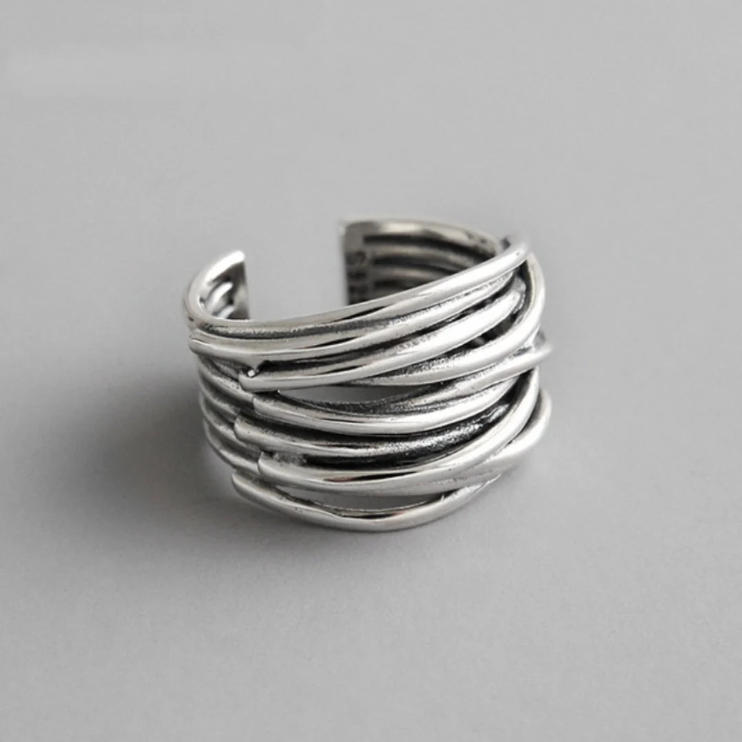 Silver Stacking Ring with Adjustable Fit