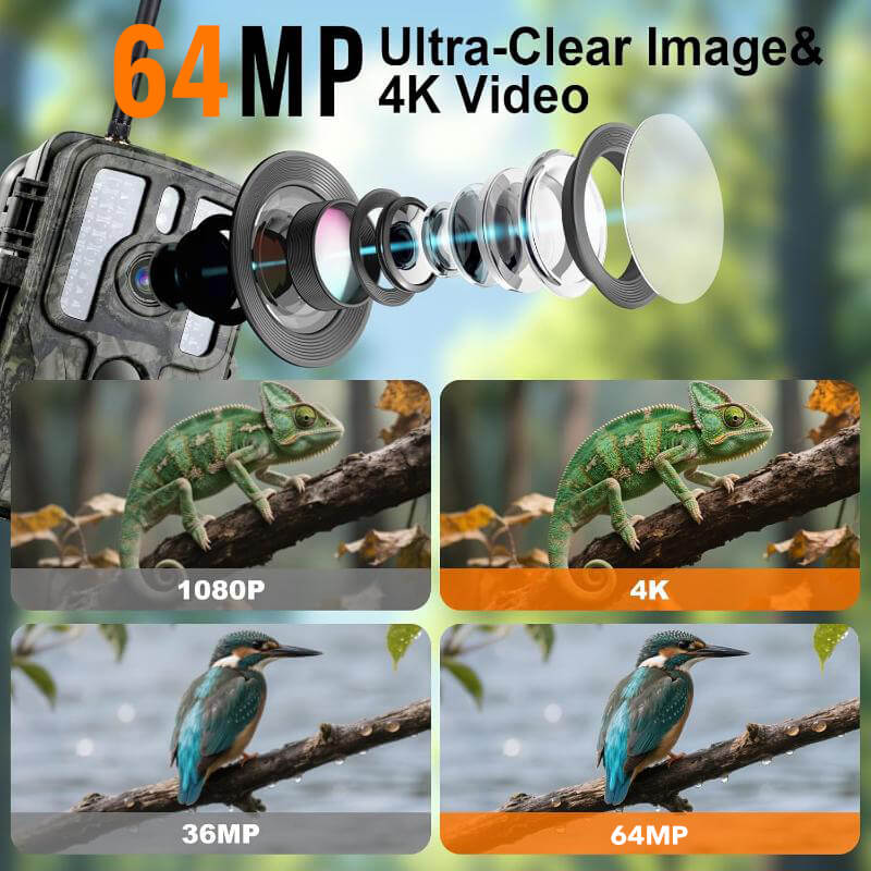 4G Cellular Trail Camera with Solar Panel, 4K Ultra HD