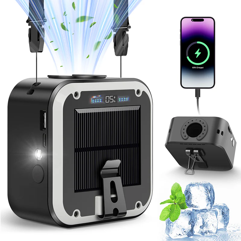 Solar Waist Fan with Mosquito Repellent Ring