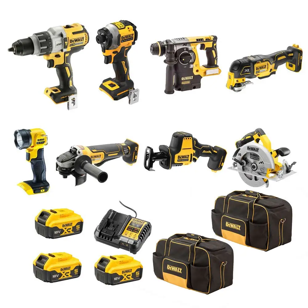 DEWALT 18V XR Brushless 8 Piece 3 x 5.0Ah Combo Kit DCZ801P3-XE