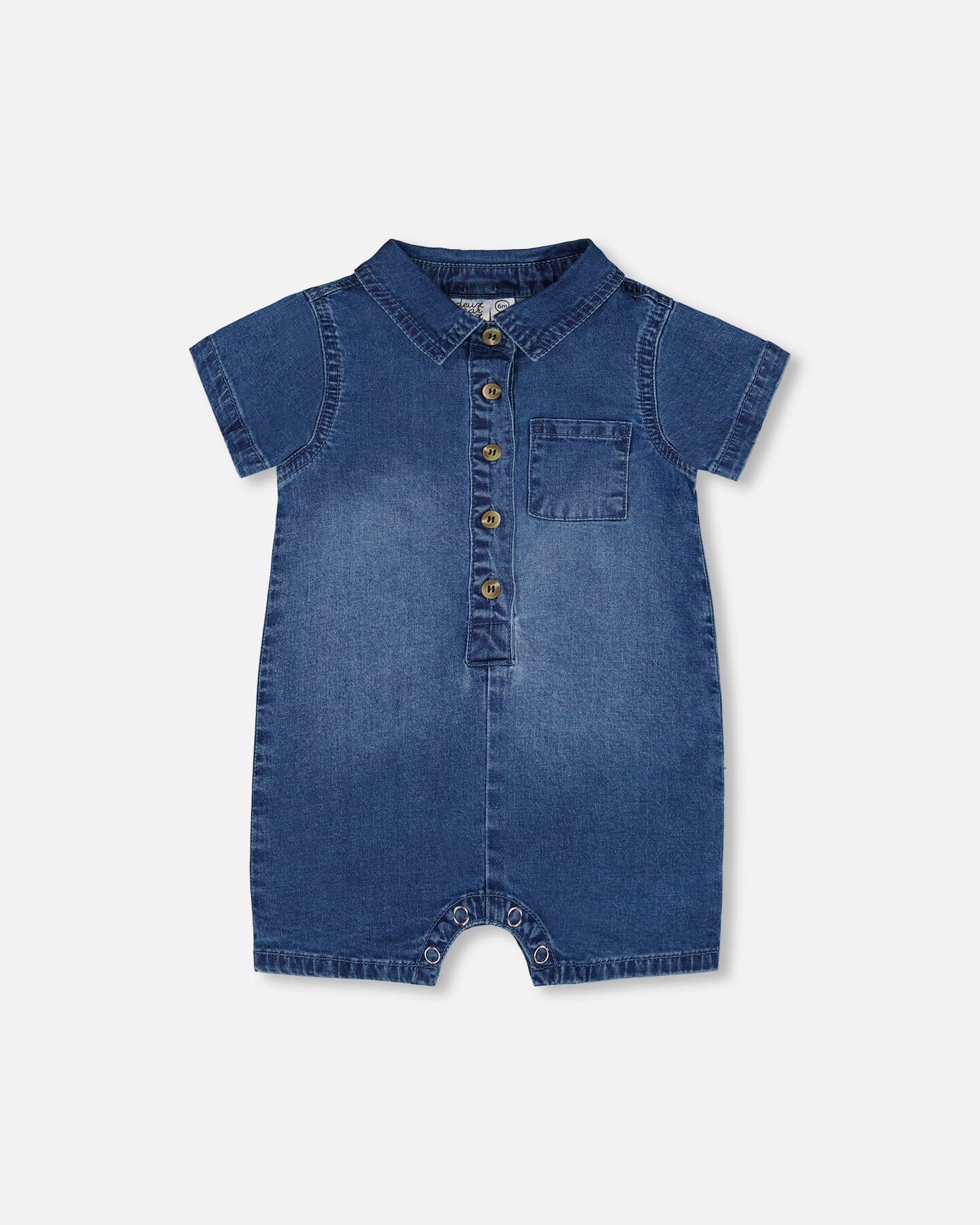 One-Piece Denim Romper Dark Denim Blue - Deux par Deux
