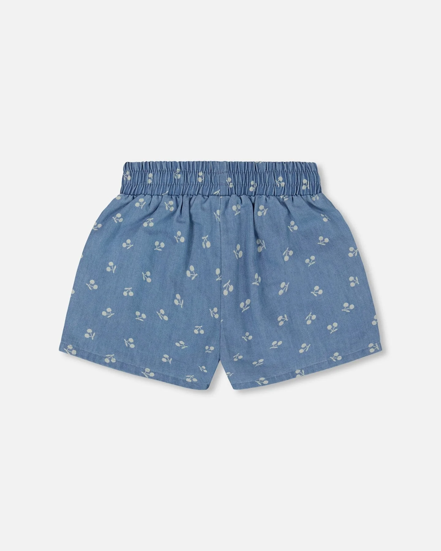 Printed Chambray Short Blue And White Cherries - Deux par Deux