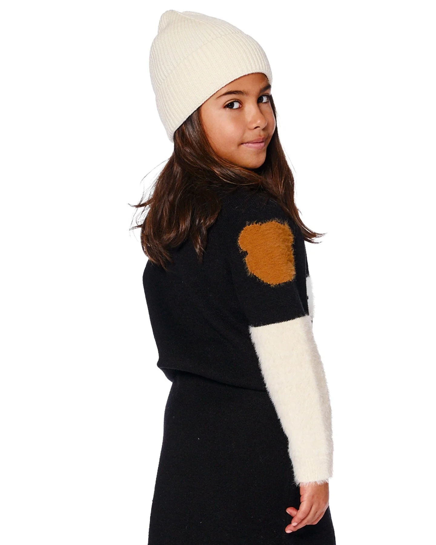 Knitted Sweater Black With Bear Intarsia - Deux par Deux