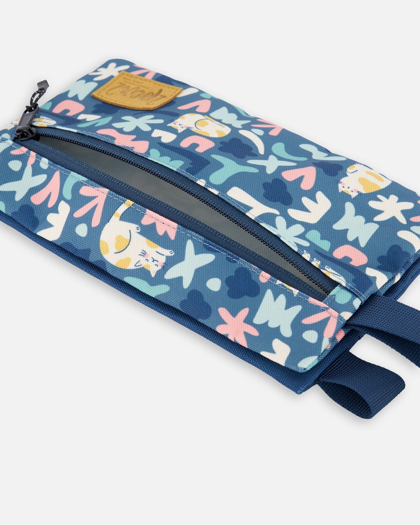 Double Pencil Case Green Cat Print - Deux par Deux